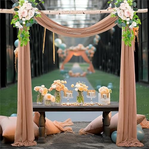 KeuLen Wedding Arch Draping Fabric,600CM*75CM 6 PCS Dark Green Wedding Arch Draping Fabric Chiffon Arch Drapes for Party Outdoor Decor Table Runner Sheer (Color : Black) thumbnail 2
