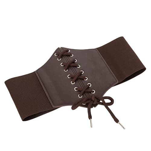 GRACE KARIN Lace-up Cinch Belt Tied Corset Elastic Waist Belt - Coffee - XX-Large thumbnail 5