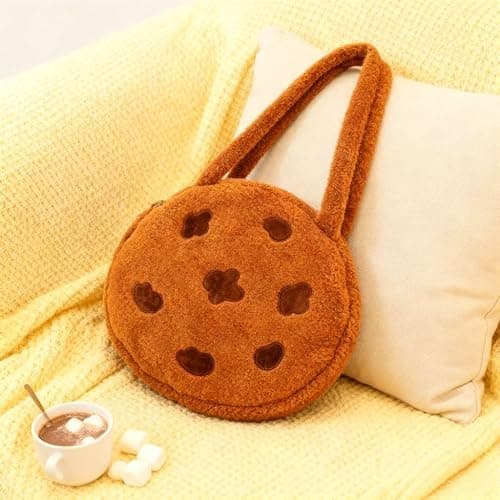 Hibilog Women’s Cute Plush Faux Fur Chocolate Cookie Shoulder Bag, Large Fluffy Coquette Crossbody Bag for Everyday Use thumbnail 7