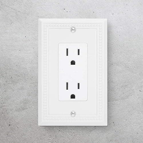 Henne Bery Sunken Pearls Heavy Duty Decorative Wall Plate Switch Plate Outlet Cover (Single Decorator, 2 Pack, White) thumbnail 2