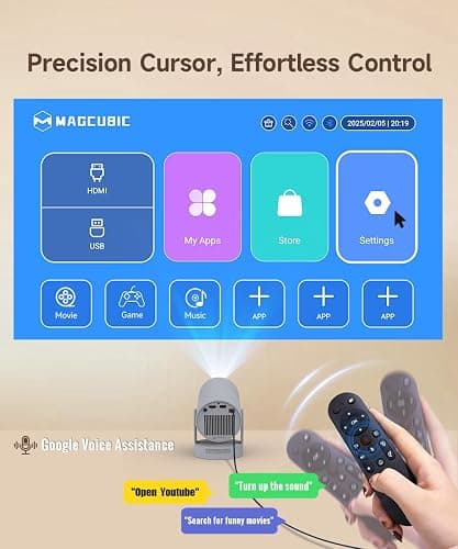 【Electric Focus】Magcubic Mini Projector 4K Support, Smart Projector with WiFi 6 and Bluetooth 5.4, 5W Soundbase Speaker, 180° Rotation, Portable Proyector for Home Theater thumbnail 7