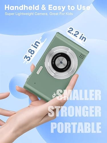 Digital Camera, 44MP Full HD 1080P Point and Shoot Camera with 64GB Card, Anti Shake 16X Zoom Compact Volg Cameras, Portable Small Camara Gift for Kids, Ages Teen Girl Boy - Green thumbnail 3