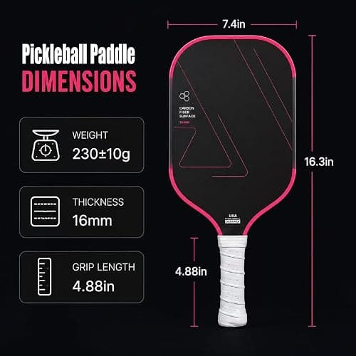 QPVZX Carbon Fiber Pickleball Paddles, Lightweight Pickleball Paddle Set with Comfortable Grip, Includes Balls & Carry Bag, Pickleball Rackets for Beginners & Intermediate Players thumbnail 5