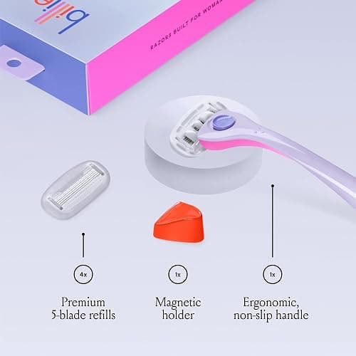 Billie Razors for Women, DreamPop - 1 Handle, 4 Refills & Magnetic Holder thumbnail 4
