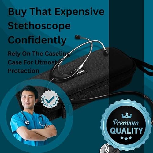 caseling Stethoscope Case For 3M Littmann Classic III, Lightweight II S.E, Cardiology IV Diagnostic, MDF Acoustica - Hard Case for Medical Tools with Pocket for Nurse Accessories - EVA Nursing Holder thumbnail 4