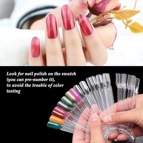 200Pcs Fan-shaped Nail Swatch Sticks,Clear Nail Color Swatches Display for Gel Polish, Nail Sample Practice Sticks,with Ring Holder for (Clear) thumbnail 5