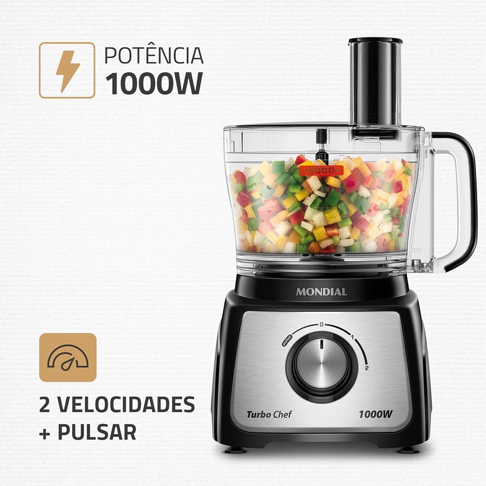 MONDIAL Multiprocessador Turbo Chef 5 em 1, Preto, 1000W, 110V - MPN-01-B thumbnail 3