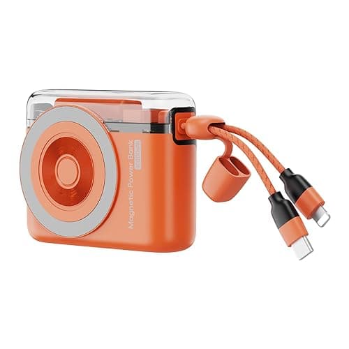 XYZtech X Link A Wireless Power Bank - 10000 mAh - Built-in Dual USB-C and iPh Cables, Compatible with iPhone and Samsung, Orange thumbnail 2