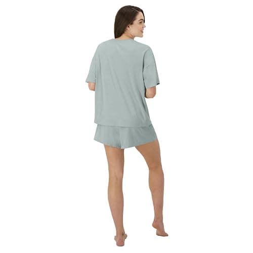 Hanes womens Originals 2 Piece Lounge Set, Comfywear Supersoft Boxy T-shirt & Sleep Shorts Loungewear Set thumbnail 2