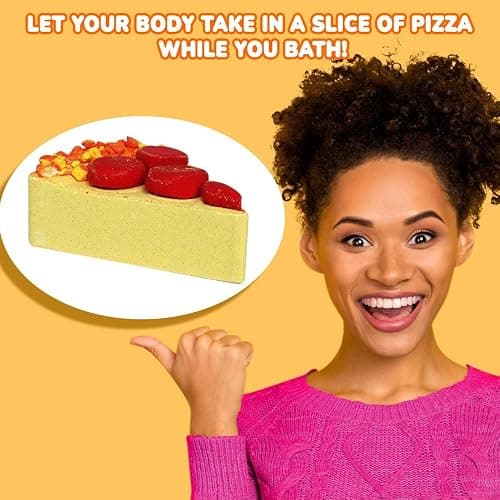 HZEX Pizza Bath Bombs Set of 8 Slices – Large Fizzies for Relaxing Bubble Bath, Handmade Spa Gift for Women, Men & Kids – Fun Pizza-Shaped Aromatherapy Bath Bomb Gift Set thumbnail 4