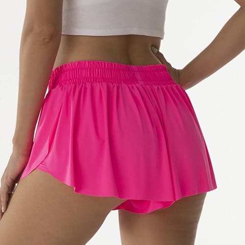 Flowy Athletic Shorts for Women Running Tennis Butterfly Shorts Girls 2-in-1 Double Layer Quick-Drying Comfy Shorts thumbnail 2