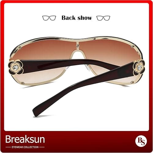 Breaksun Fashion Oversized Y2K Sunglasses for Women Men Luxury Wrap Around Shield Sun Glasses Trendy Rimless Shades thumbnail 5