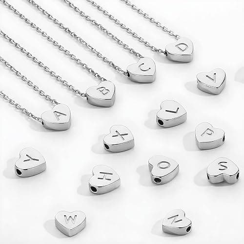 KunBead Mini Letter A-Z Initial Dainty Heart Charm Bracelets for Women Capital Name Alphabet Engraved Stainless Steel Bracelet thumbnail 5