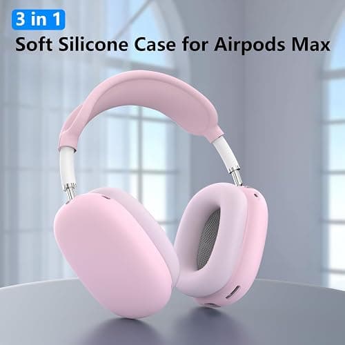 Silicone Case Cover for AirPods Max, Ear Pad Case Cover/Ear Cups Cover/Headband Cover for AirPod Max Headphones, Accessories Soft Silicone Protector for Apple AirPods Max New USB-C (2024) (Pink) thumbnail 2