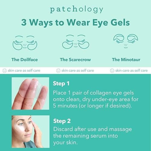 Patchology Rejuvenating Under Eye Gels - Hydrating Eye Mask w/Caffeine, Hydrolyzed Collagen & Centella Asiatica- Under Eye Patches For Dark Circles - Minimize Puffiness & Wrinkle Reducer - 30 ​Pairs thumbnail 5