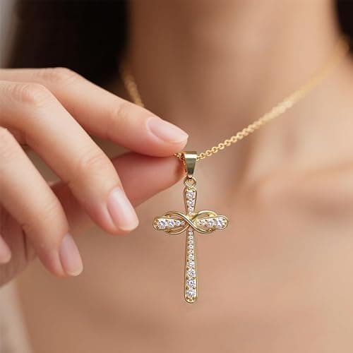 BBXBD Stainless steel Cubic Zirconia Cross Necklace for Women Pendant with Chain 16"/18"+2" Perfect Jewelry Gifts for Birthday Christmas Mothers Day Wedding thumbnail 2