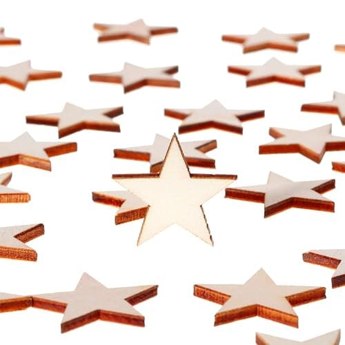Gejoy 500 Pcs Wooden Stars Unfinished Stars Pieces Blank Wooden Cutouts Ornaments for Craft Memorial Day Independence 4th of July Patriotic Project and Decoration(1 Inch) thumbnail 6