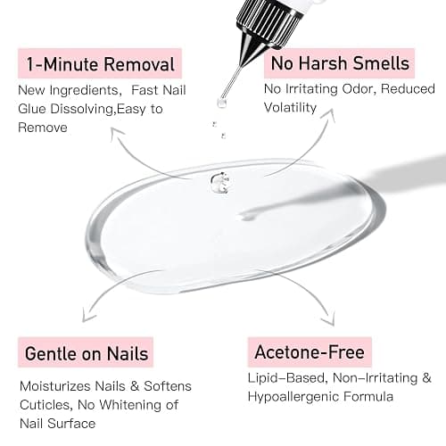 Curvlife 20ml Pinpoint Nail Glue Remover for Press on, Multi-Functional Remover for Nails Tips, Gentle Glue Remover for Gel x Nails, Non-Acetone Nail Polish Remover thumbnail 3