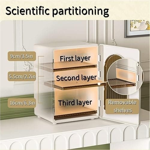 TPTBON Makeup Organizer with 3 Adjustable Layers, Skincare & Cosmetic Storage Box for Vanity, Bathroom, Bedroom Desk(White) thumbnail 6