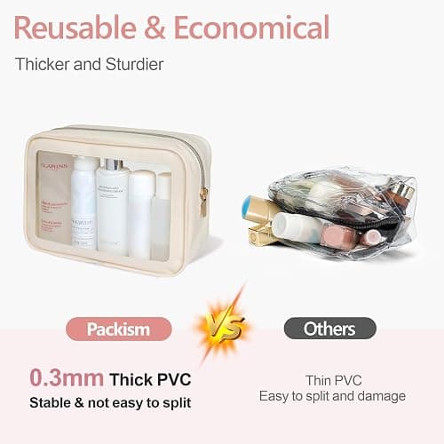 PACKISM Clear Makeup Bag - Upgrade Color-Edged TSA Approved Toiletry Bag, Clear Toiletry Bags For Traveling Fits Various Storage Needs, 3 Medium & 1 Large 1 Meidum thumbnail 5