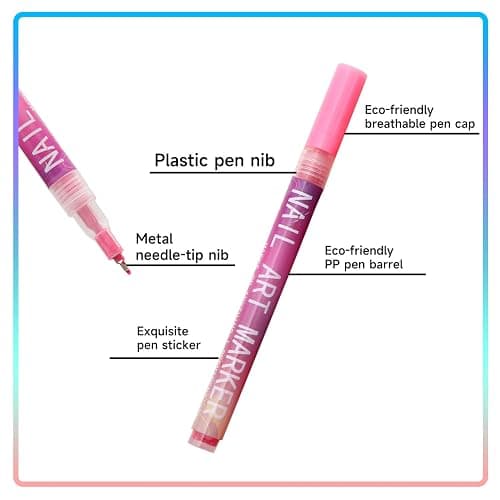 Nail Art Pens 12 Colors Set, Nail Art Markers Polish Pen for 3D Nail Art, nail art Tools for Dotting Drawing Painting Point Liner DIY thumbnail 5