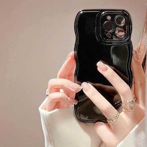 FABSPARK Phone Case for iPhone 17 Pro Max Case,Simple Wave Design Wavy Frame Soft Silicone Aesthetic for iPhone 17 Pro Max,Black - Image 1