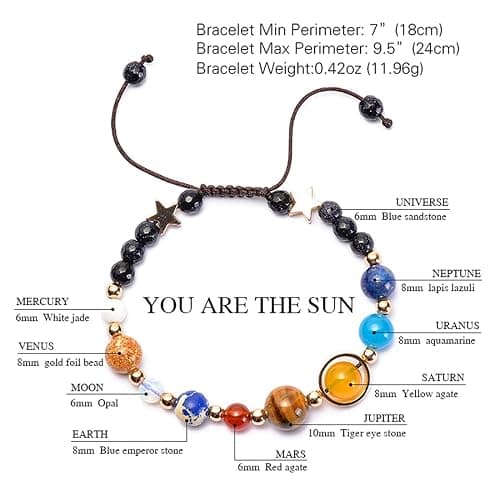 GelConnie Universe Galaxy Bracelet Solar System Bracelet The Eight Planets Guardian Star Bracelet Adjustable Stretch Bracelet Stone Beads Bracelet Meditation Relax Bangles Healing Gift for Women Men thumbnail 2