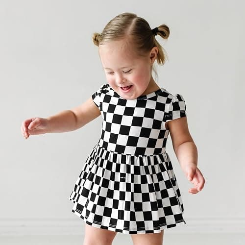 Little Sleepies Cap Sleeve Skater Toddler Bodysuit Dress for Girls - Viscose from Bamboo Girl Dress w/Pockets & Diaper Cover thumbnail 6