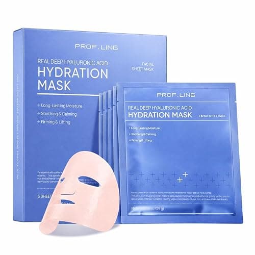 PROF.LING Real Deep Hyaluronic Acid Face Mask, Deep Hydrating & Moisturizing Sheet Mask for Dry, Dehydrated & Sensitive Skin, Intensive Moisture Care, Korean Skincare, 28g x 5 ea - Image 1