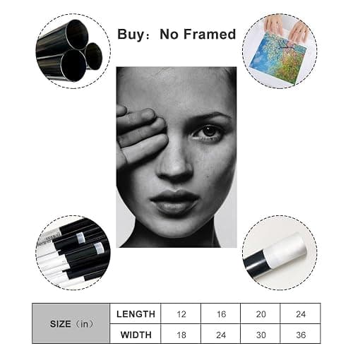 CLBCIHWFN Kate Moss Black And White Photography Posters Aesthetic Canvas Posters Room Bedroom Decorative Decor Wall Art Home Decor 16x24inch(40x60cm) Unframe-style thumbnail 2
