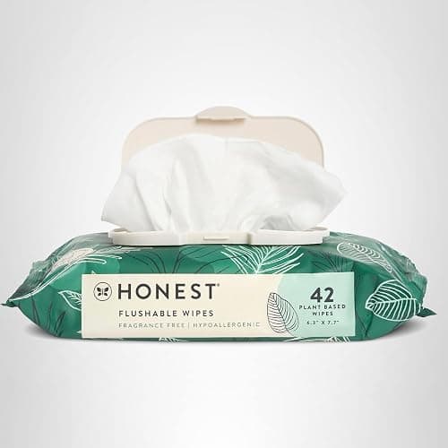 The Honest Company Flushable Wipes for Sensitive Skin, Hypoallergenic, Fragrance-Free, Tropical Leaves Design, 336 Count (4 Packs of 84) thumbnail 13