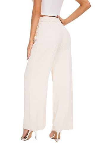 FUNYYZO Wide Leg Pants Women's High Elastic Waisted in The Back Business Work Trousers Long Straight Suit Pants thumbnail 6