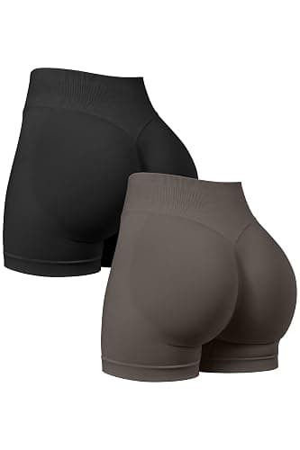 OQQ Women 2 Piece Workout Shorts Butt Lifting High Waist Yoga Athletic Gym Seamless Shorts - Image 1