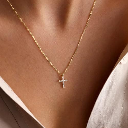 VIROMY Cross Necklace for Women 18K Gold Plated Cute Cross Pendant Choker Necklaces Simple Trendy Everyday Jewelry thumbnail 7