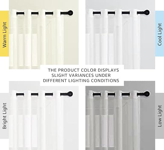 NICETOWN White Sheer Linen Curtains for Living Room 84 inch Length 2 Panels Set, Grommet Semi Sheer Privacy with Light Filtering Flax Window Treatments for Bedroom, W52 x L84 thumbnail 2