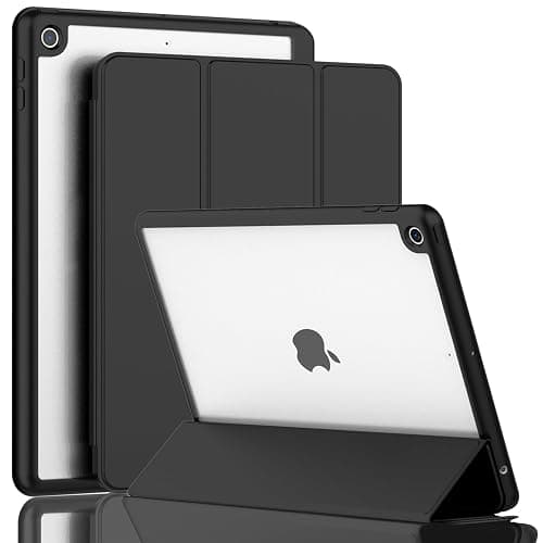 ToaPoia iPad 9th Generation Case 2021/iPad 8th Generation Case 2020 10.2 Inch with Pencil Holder, iPad 7th Gen 2019 Case with Clear Transparent Back, Auto Wake/Sleep Cover(Black) - Image 1