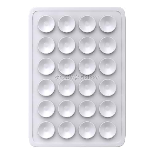 StickyGrippy Suction Phone Case Mount, Silicon Adhesive Phone Accessory for iPhone and Android, Hands-Free Fidget Toy Mirror Shower Phone Holder, Tiktok Videos and Selfies (White) thumbnail 2