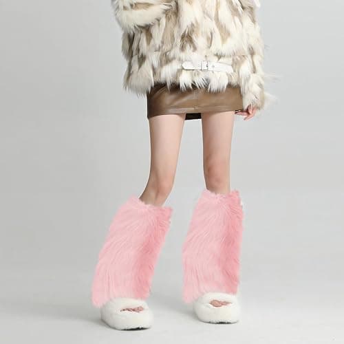 PHOGARY Faux Fur Fuzzy Leg Warmers Furry Boot Covers for Women Girls, Furry Boot Cuffs Fuzzy Shoes Cover Socks for Costumes thumbnail 4