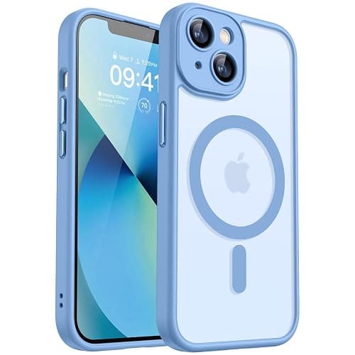 CANSHN Magnetic for iPhone 13 Mini Case, Upgraded [Full Camera Protection] [Compatible with Magsafe] [Translucent Matte] Shockproof Protective Phone Case for iPhone 13 Mini 5.4" - Light Blue - Image 1