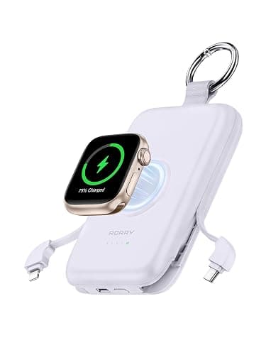RORRY CharmGo Portable Charger, 10000mAh 20W Fast Charging Power Bank | Built-in Cables, Travel Keychain Battery Pack Essentials for Apple Watch 1~12 Series/Ultra/SE & iPhone 18 Pro Max/17/16/15 - Image 1