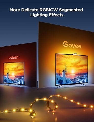 Govee TV Backlight 3 Lite with Fish-Eye Correction Function Sync to 55-65 Inch TVs, 11.8ft RGBICW Wi-Fi LED Strip Lights with Camera, 4 Colors in 1 Lamp Bead, Voice and APP Control, Adapter thumbnail 3