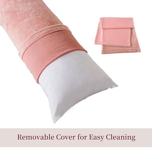 WhatsBedding Memory Foam Body Pillow with Plush Fuzzy Cover, Full Body Pillow for Adults, Long Pillow for Sleeping, Soft Pillow Fluffy Supportive thumbnail 5