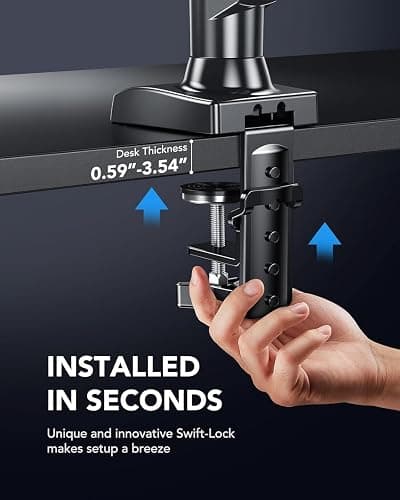 HUANUO FlowLift™ Single Monitor Mount, 13 to 32 Inch Monitor Arm, Adjustable Monitor Stand, Vesa Mount with Clamp and Grommet Base - Fits 4.4 to 19.8lbs LCD Computer Monitors thumbnail 7