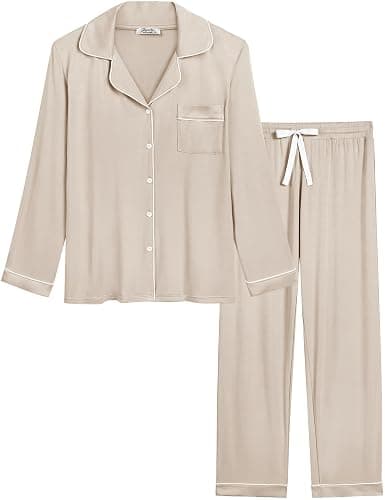 Cherrydew Women Bamboo Viscose Pajama Sets Super Soft Comfy Breathable Cooling Sleepwear Long Sleeve Button Down Loungewear - Image 1