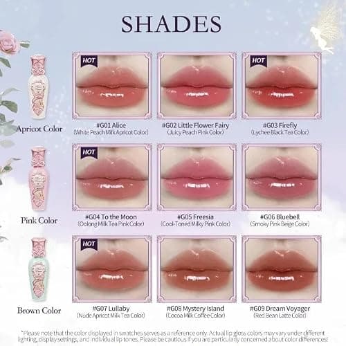 Spiegel-Lipgloss der Flower Knows Midsummer Night Serie, filmbildender, feuchtigkeitsspendender, langanhaltender, nicht klebriger Lip Balm für alle Lippen, Make-up (C02) thumbnail 6