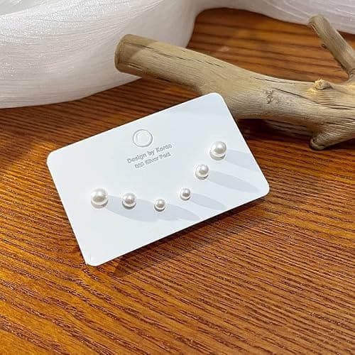 2/3 Pairs Hypoallergenic Imitation Pearl Earrings Classic Faux Round Ball Pearls Ear Studs Mixed Sizes Stud Earrings mfor Women Jewelry (B 4mm+5mm+6mm) thumbnail 3
