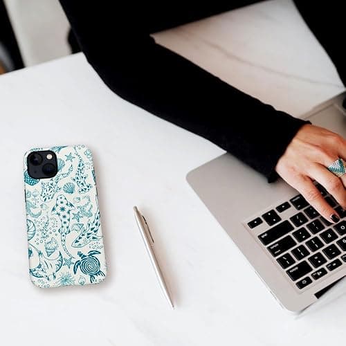 Case for iPhone 14,Fits Frosted Case Design for Girl Women,Sharks Turtles Shells Seaweed Green thumbnail 7