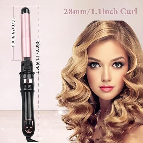 SKERTS Rotary Curler, 1 inch, User-Friendly Curler for Smoothing Curl Control, Dual Voltage, Automatic Shutdown, Automatic Rotating Curling Iron, Rose Gold thumbnail 5