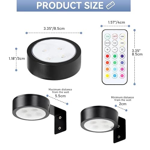 KELUOLY 4-Pack Wireless Battery Operated Painting Light with Remote Control,13 Color RGB Magnetic Led Art Picture Lights for Wall, Dimmable and Timer Poster Light, Wall Decor Black Display Light thumbnail 5