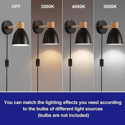 Eyooer Wall Sconces Plug in, Swing Arm Wall Lamp with Power Cord, Black Plug in Wall Lighting Fixtures Set of Two, Bedside Wall Mounted Reading Lamp with Switch, for Bedside Bedroom Hallway thumbnail 7